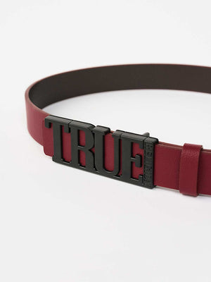 True Religion Logo Buckle Belt Tawny Port