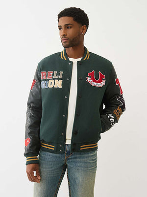 True Religion Jacket Cat Varsity Green Gables / Jet Black