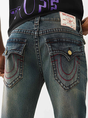 True Religion Jeans Ricky Big T Flap 34In Homecourt Ash Dark Wash