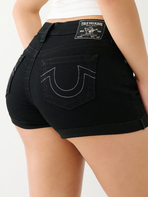 True Religion Jennie Mr Curvy Rolled Short 2Sb Black Rinse