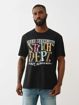 True Religion T-Shirt Ss Build Destroy Rebuild Jet Black