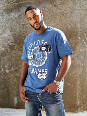 True Religion T-Shirt Ss World Tour Champs Vintage Navy