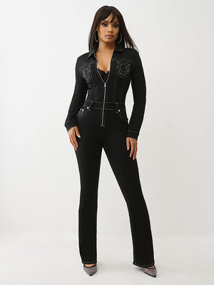 True Religion Jumpsuit Knitigo Bootcut Black Rinse