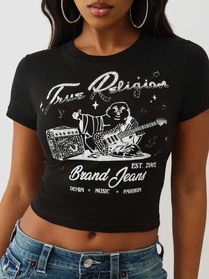 True Religion T-Shirt Crystal Buddha Ss Baby Jet Black