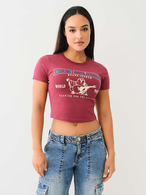 True Religion Crew SRS SS Baby Tee Cordovan