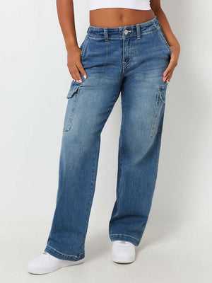 True Religion Ladies Jeans Cargo SN Straight Medium Wintry Wash
