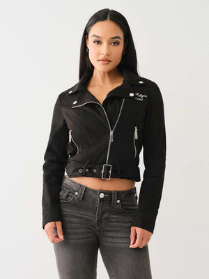 True Religion TR Faux Suede Jacket Jet Black