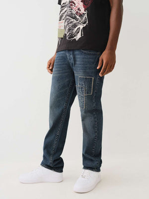 True Religion Rick Flap Jeans Sashiko Draco Dark Wash