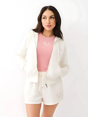 True Religion Jacket Embroidered Classic Hood Rosebud
