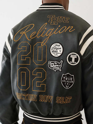 True Religion Jacket Retro Pu Varsity Jet Black